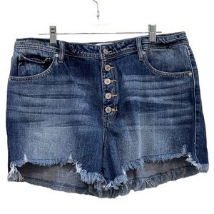 KANCAN Denim Shorts Button Down Frayed Hem SZ 15 / 31